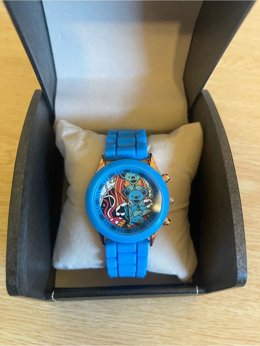 Blue Silicone Band Grateful Dead Graphic Dial Men's Watch